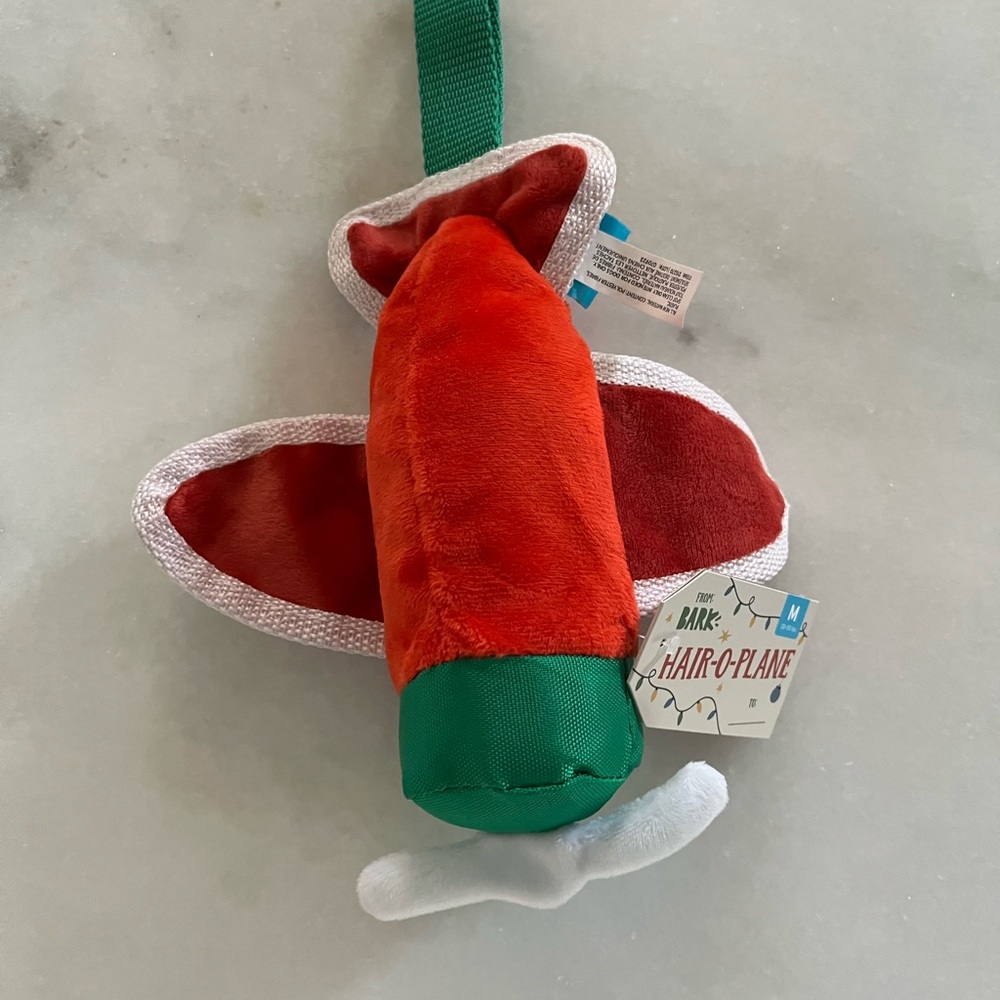BARK Holiday Dog Toy – Hair-O-Plane Plush – New With Tag